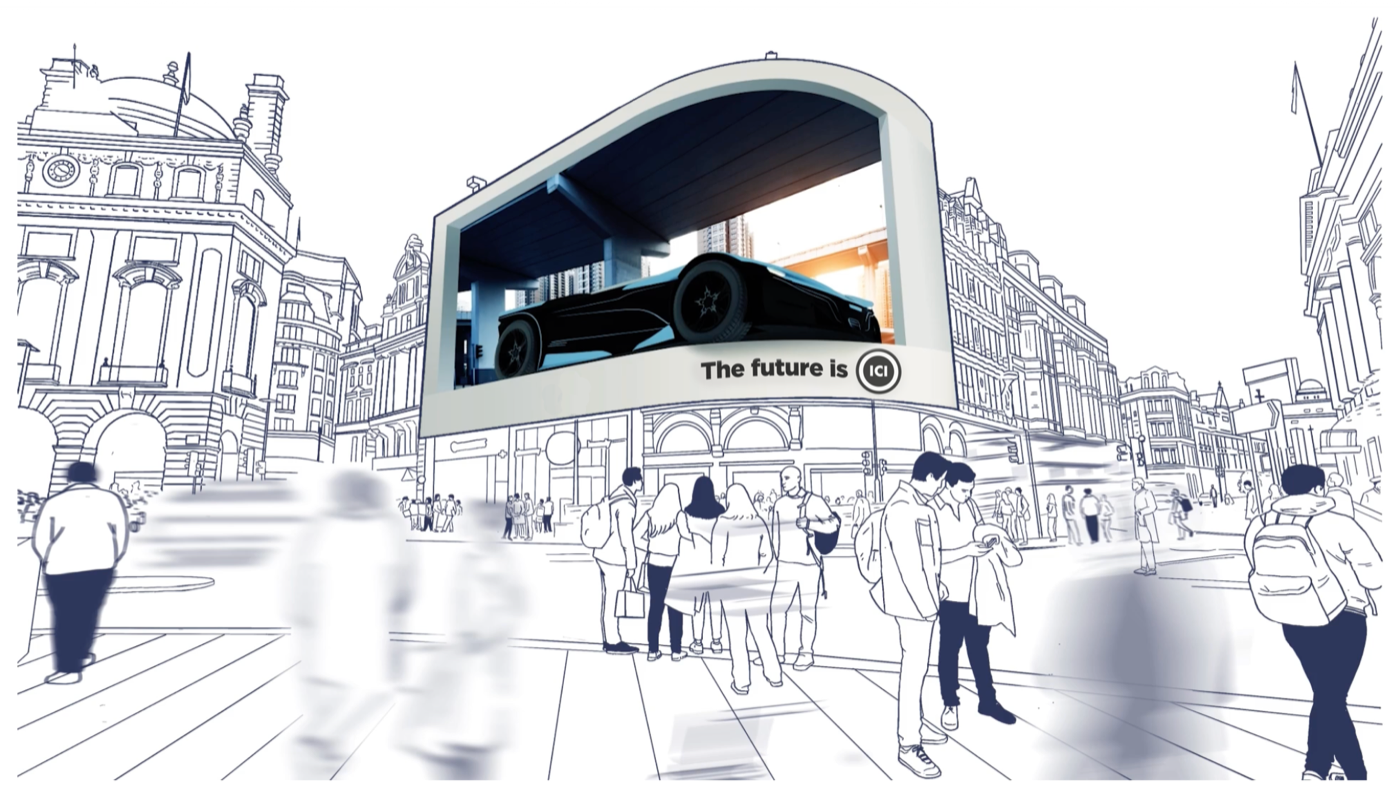 An electric bus concept shown in its intended environment