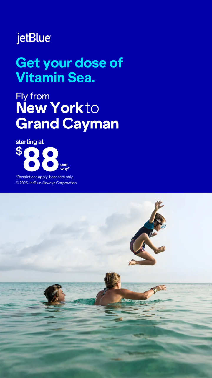 JetBlue New York to Grand Cayman fare advertisement