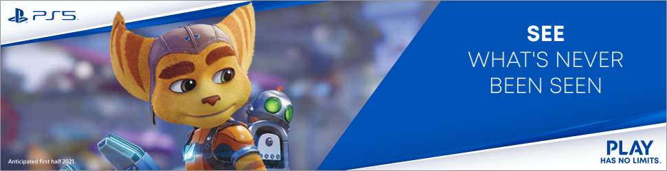 PlayStation campaign visual featuring Ratchet and Clank with the line “See what’s never been seen”