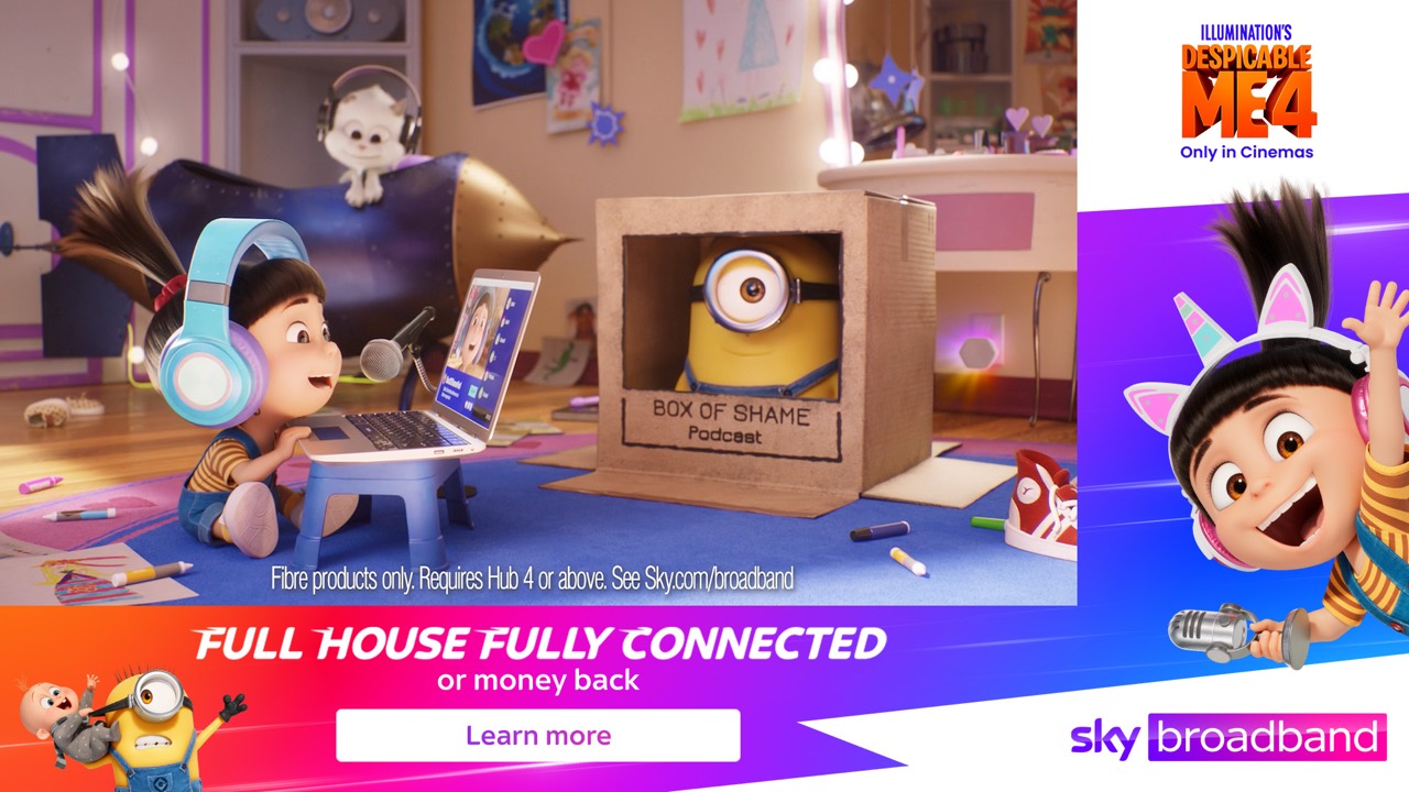 Despicable Me 4 creative for Sky Broadband