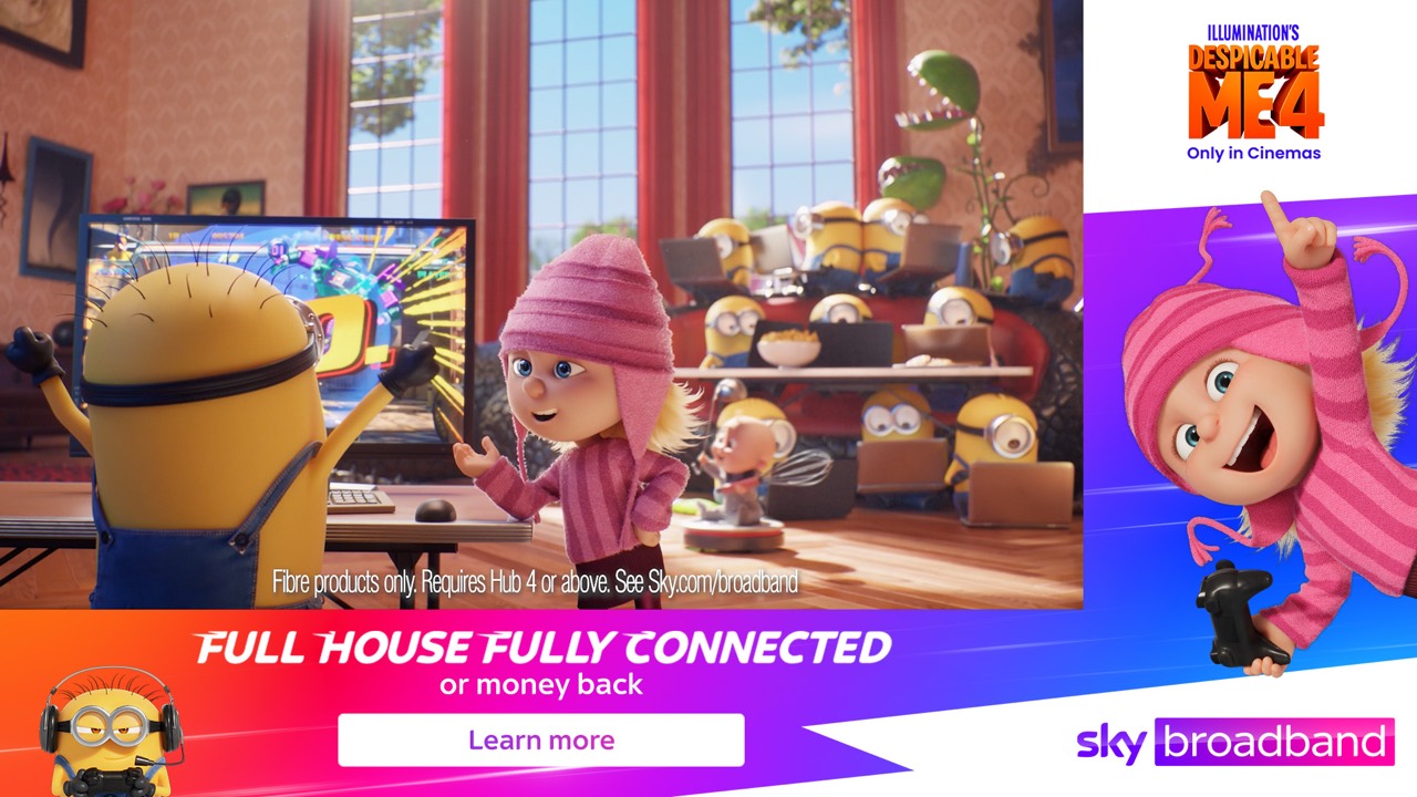 Despicable Me 4 creative for Sky Broadband